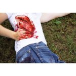 Wound moulage cut, large with bleeding function